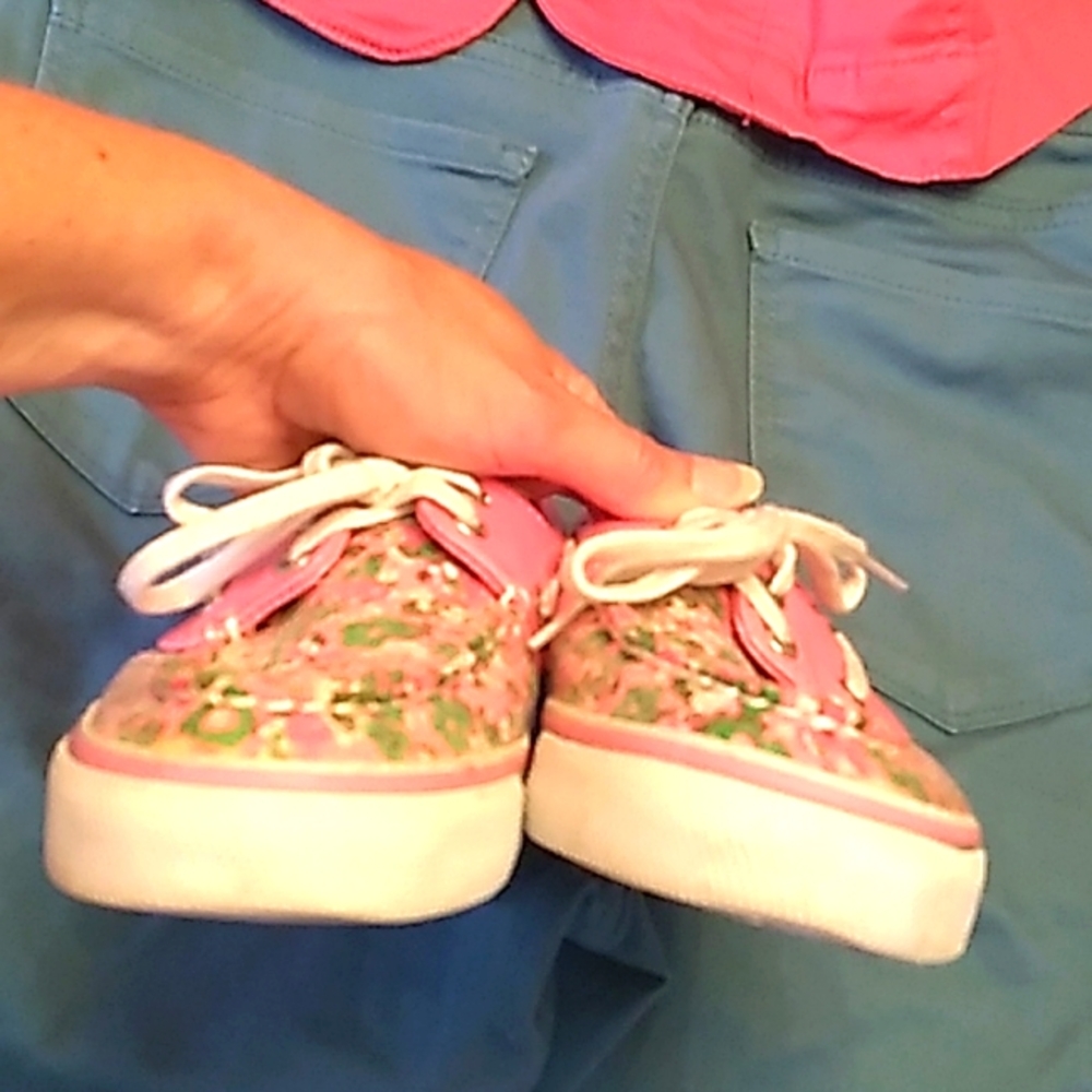 🩷💚 Women's SPERRY 'LIKE NEW! floral pink shoes size 5.5 🩷💚 - Picture 6 of 10